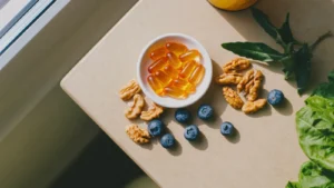 Omega-3 supplements with walnuts and blueberries used to support brain recovery after a concussion